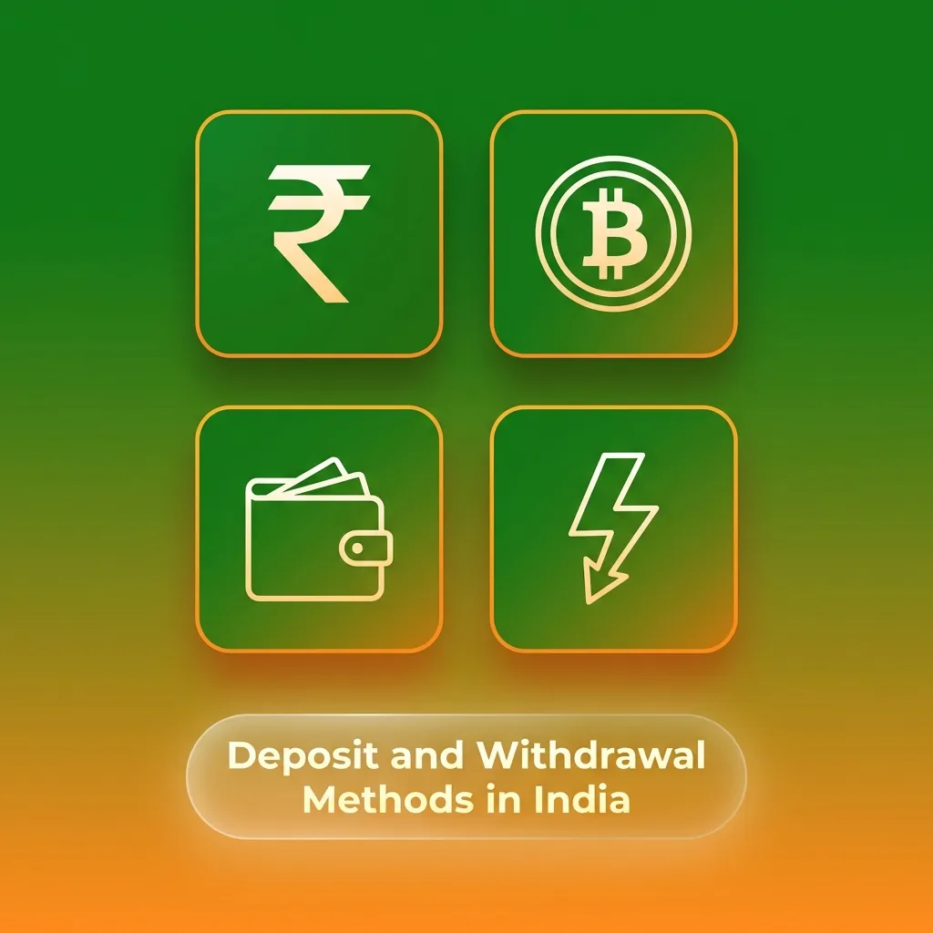 Indian payment methods including UPI, PayTM, PhonePE, GPay, cards, e-wallets, and cryptocurrency for casino transactions