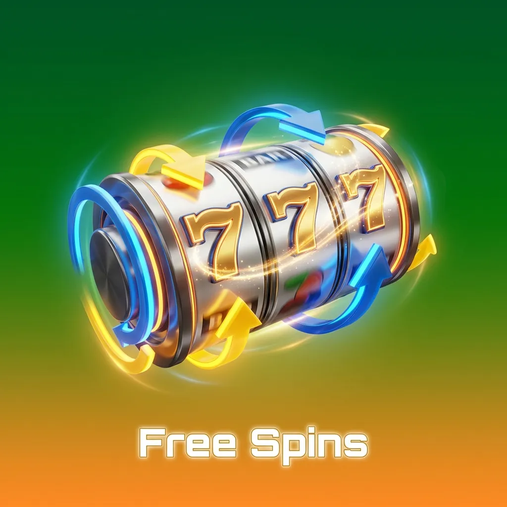 Free spins bonus offer for slot games with stacked coins and spinning reels on casino interface