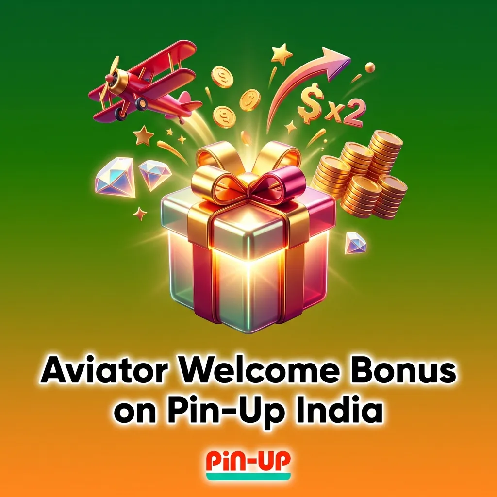 Pin-Up India casino welcome bonus interface showing 125% match up to ₹25,000 for new players including Aviator game