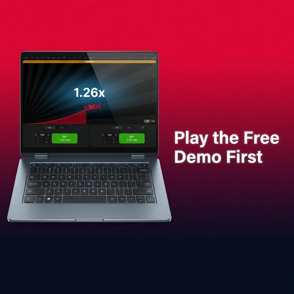 Demo version of Aviator game showing virtual currency bets and plane takeoff interface for risk-free practice play