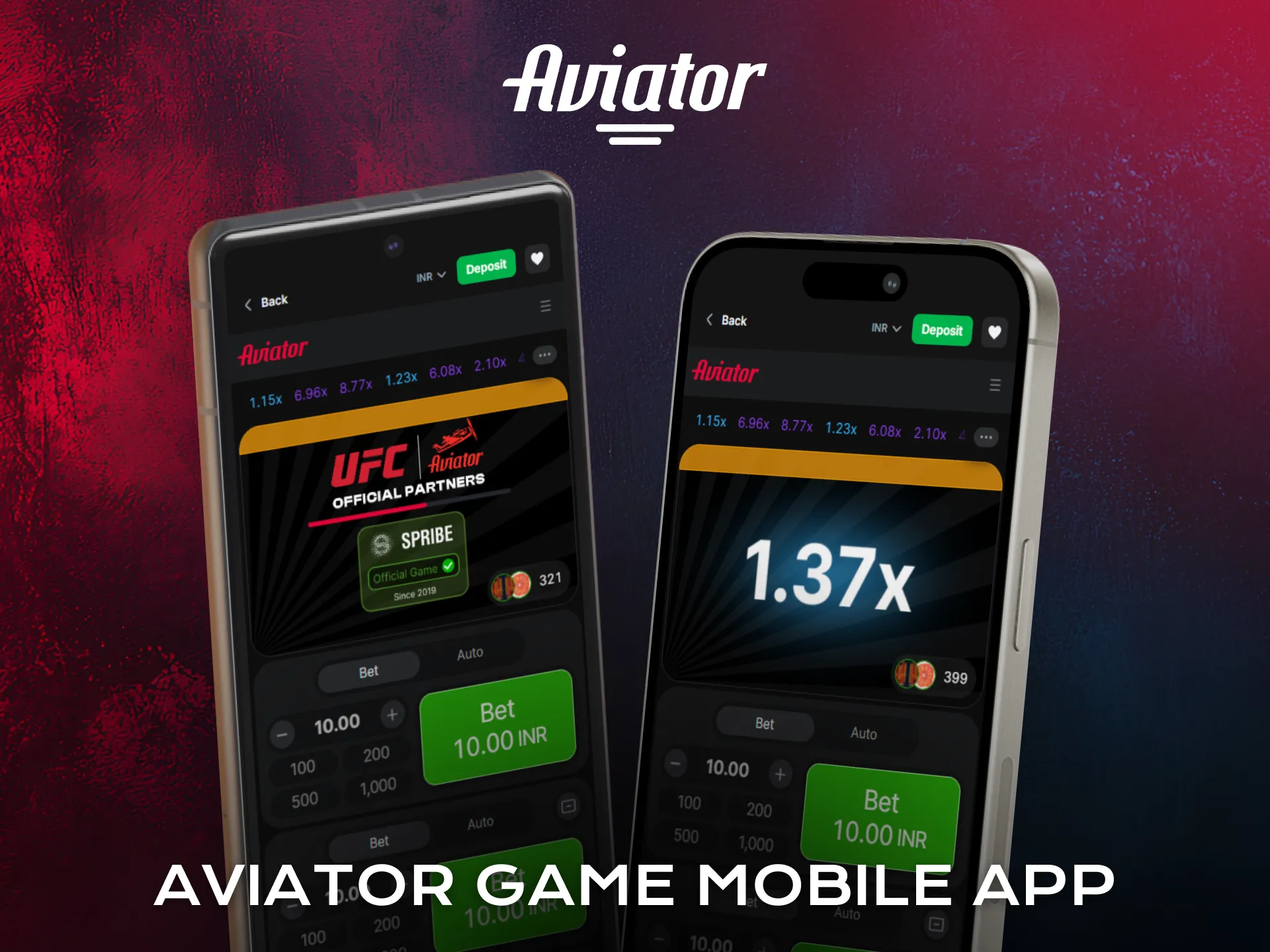 Enjoy Aviator mobile app gameplay on Android and iOS.
