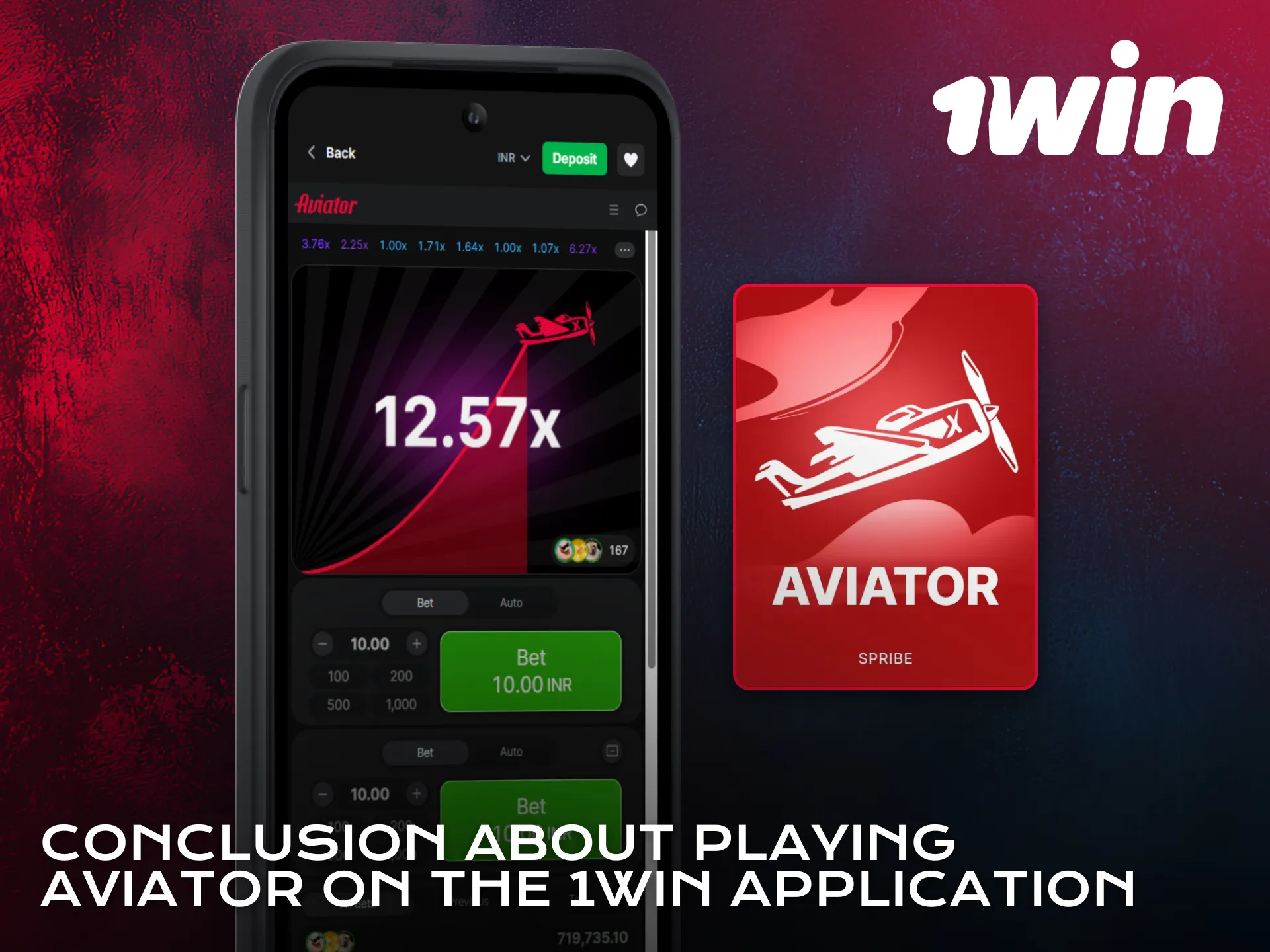 Enjoy Aviator gameplay experience with the 1win application.