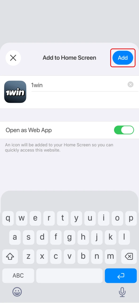 Confirm installation to use Aviator easily on 1win iPhone.
