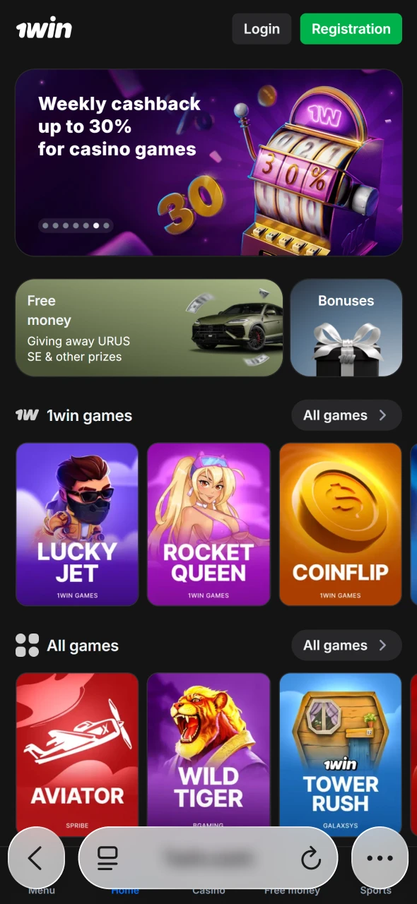 Open Safari browser to access Aviator on 1win.