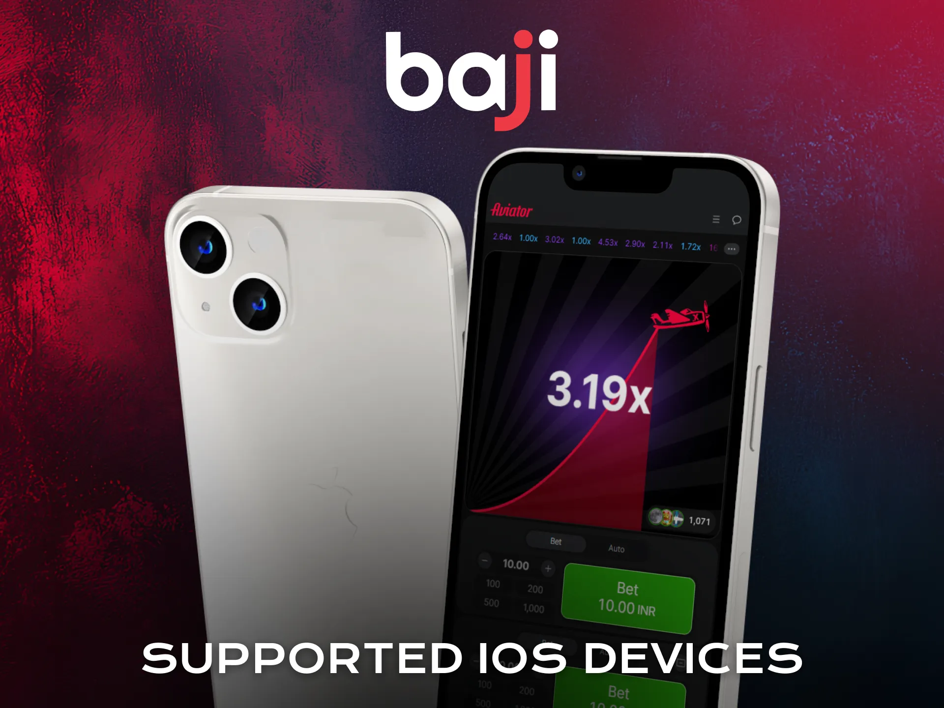 View supported iOS devices for Aviator in the Baji Live app.