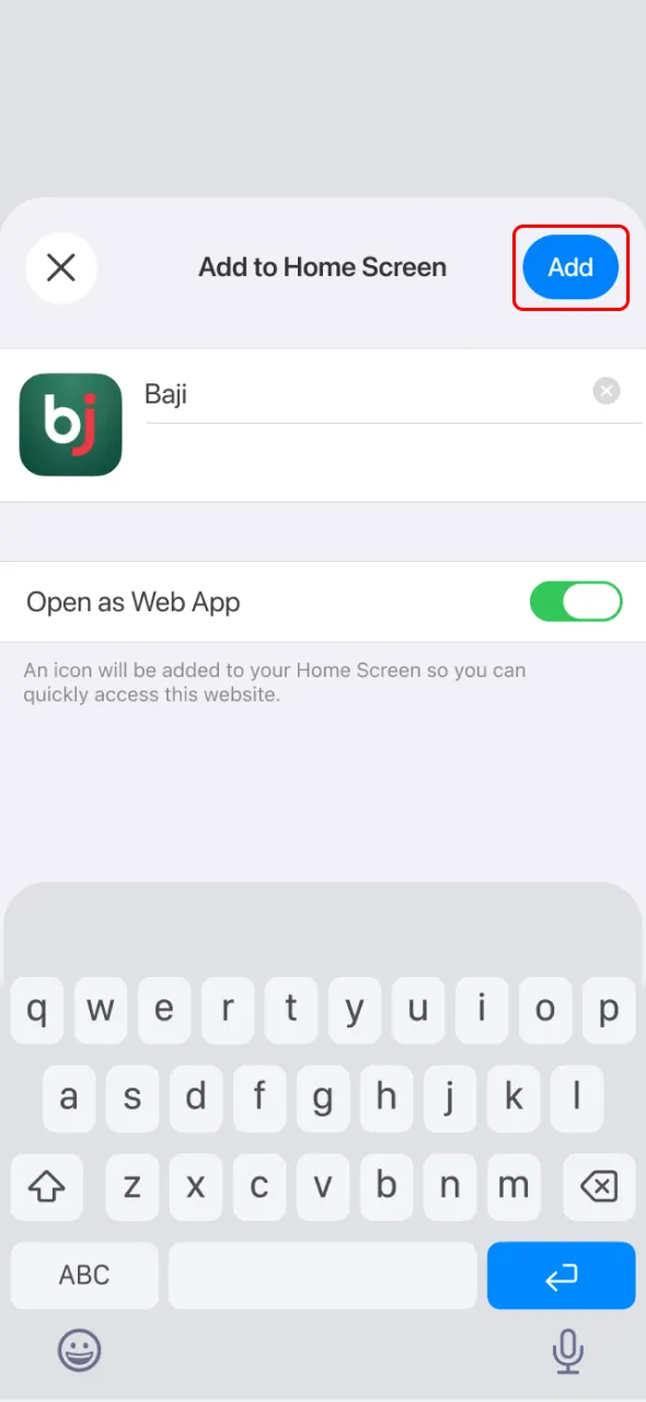Confirm installation to finish setting up Aviator on Baji Live.