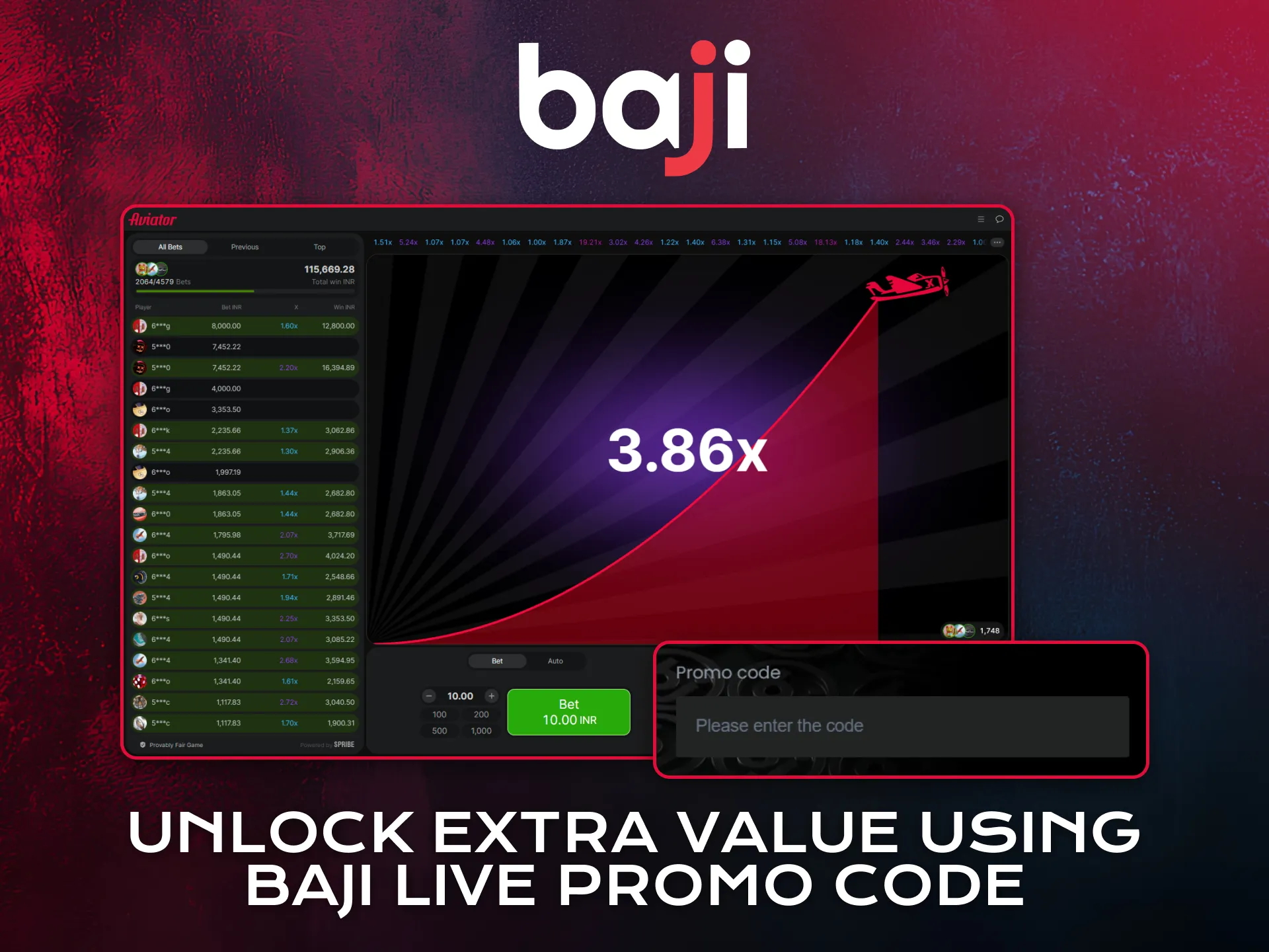 Use Baji Live promo code to unlock extra value in Aviator.