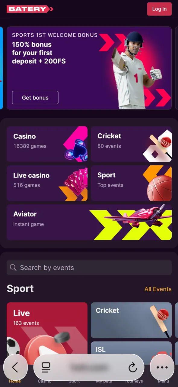 Open Safari browser to access Batery Aviator on iOS.
