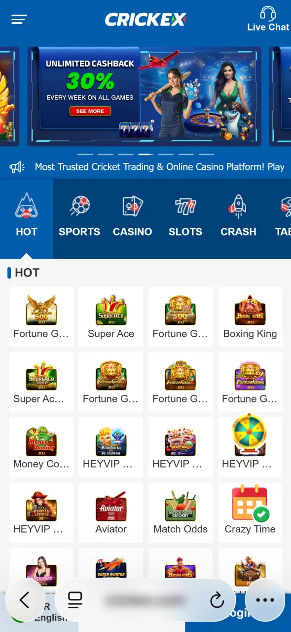 Open Safari and load Aviator through the Crickex application link.