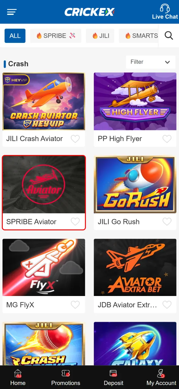 Launch the game and begin your Aviator experience on Crickex.