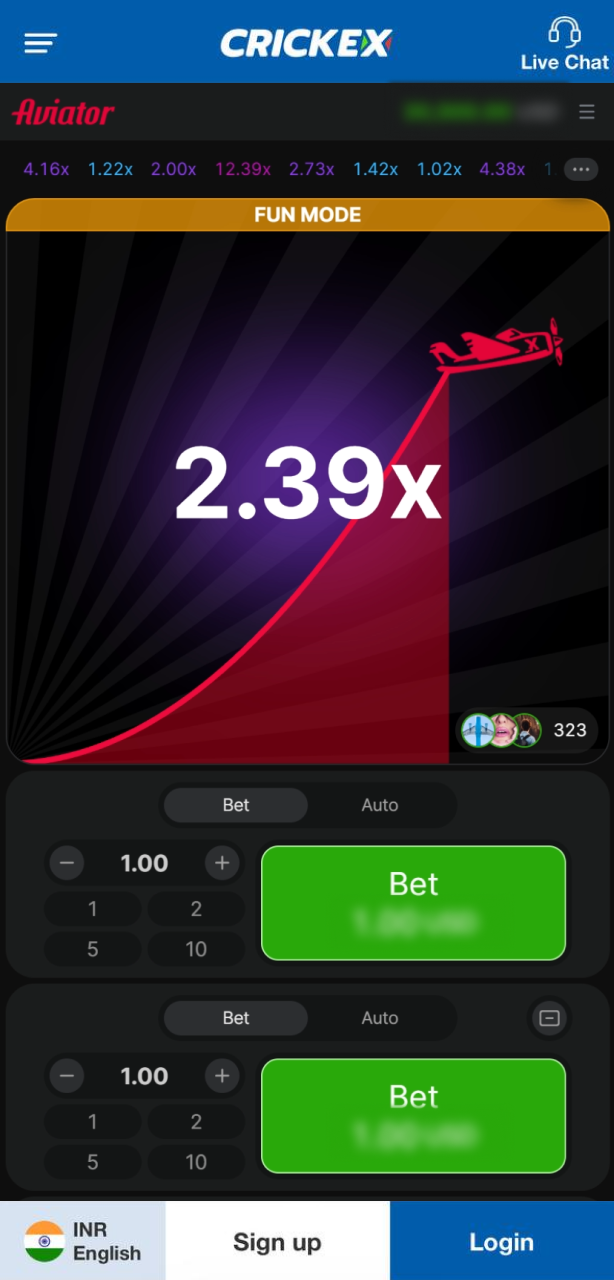 Watch the multiplier rise during Aviator gameplay on Crickex to secure your profit.