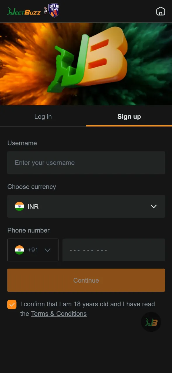 Complete setup and register to start Aviator in the Jeetbuzz app.