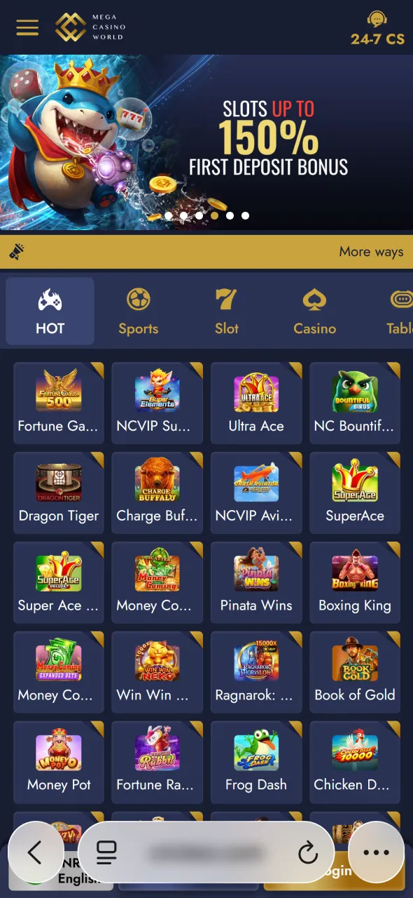 Open Safari browser to access Aviator through Mega Casino World application.