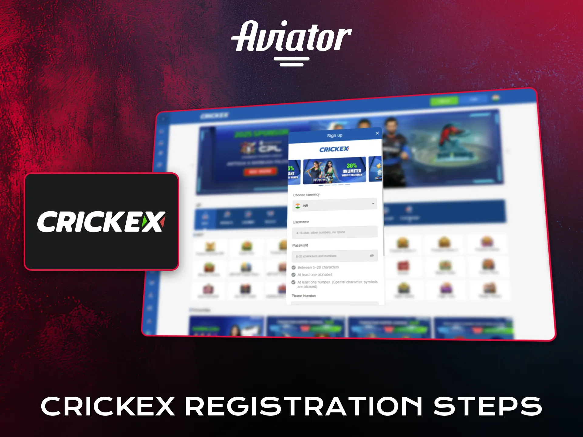 Follow Crickex instructions to register for Aviator access.