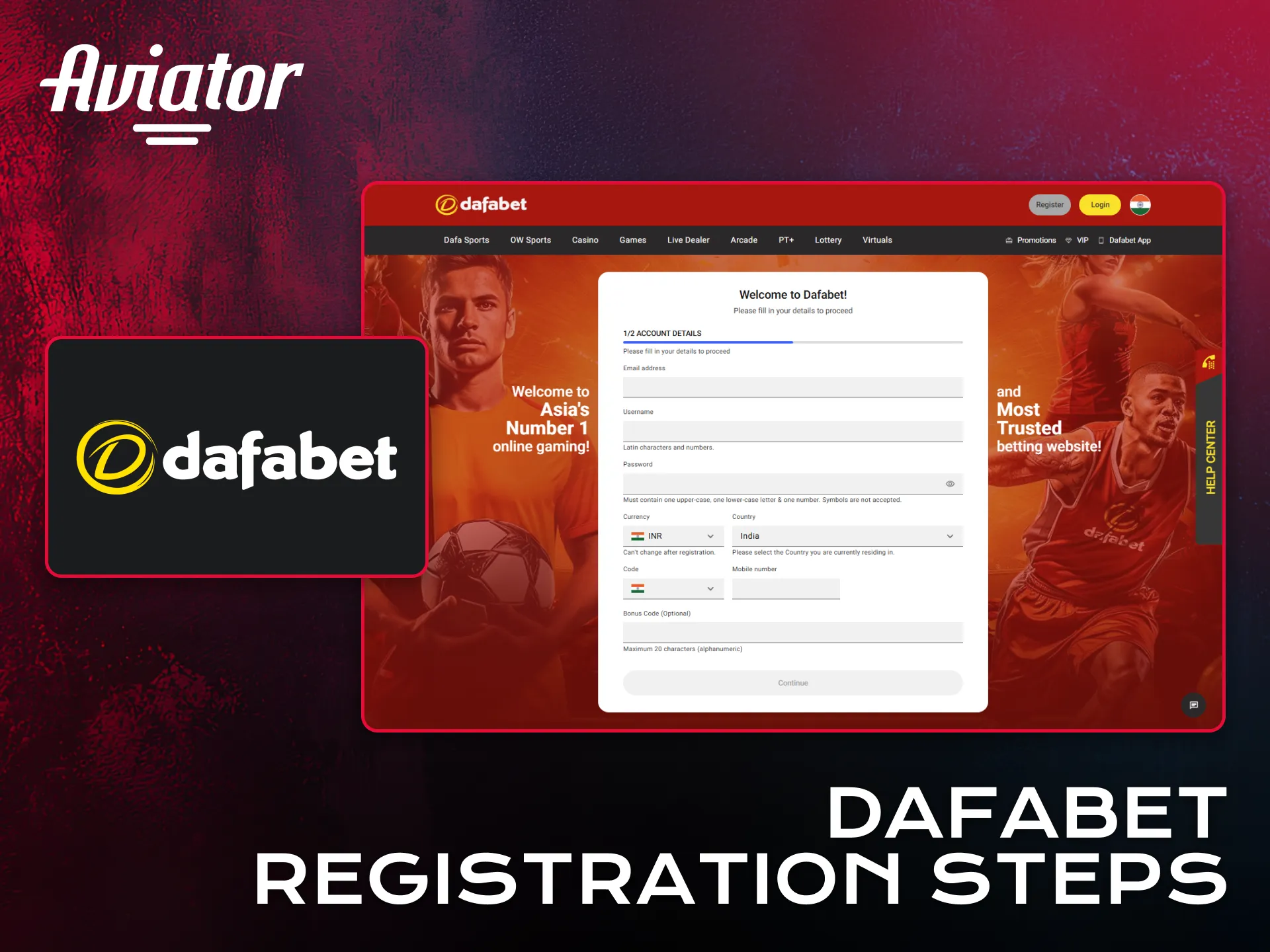 Use Dafabet process to complete Aviator registration quickly.