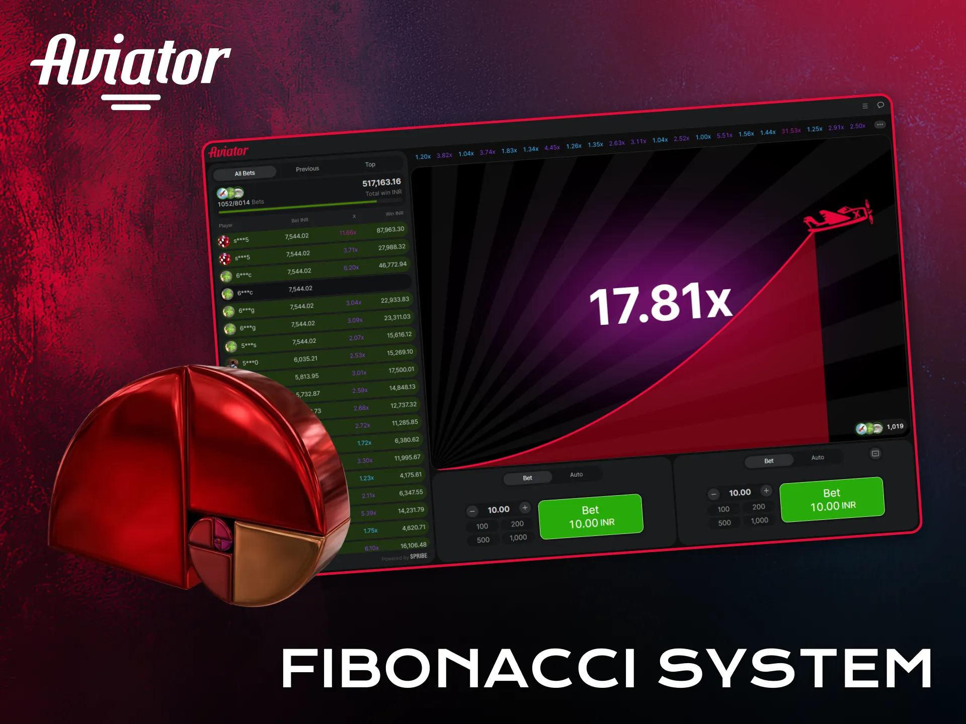 Apply Fibonacci system to structure your Aviator betting plan.
