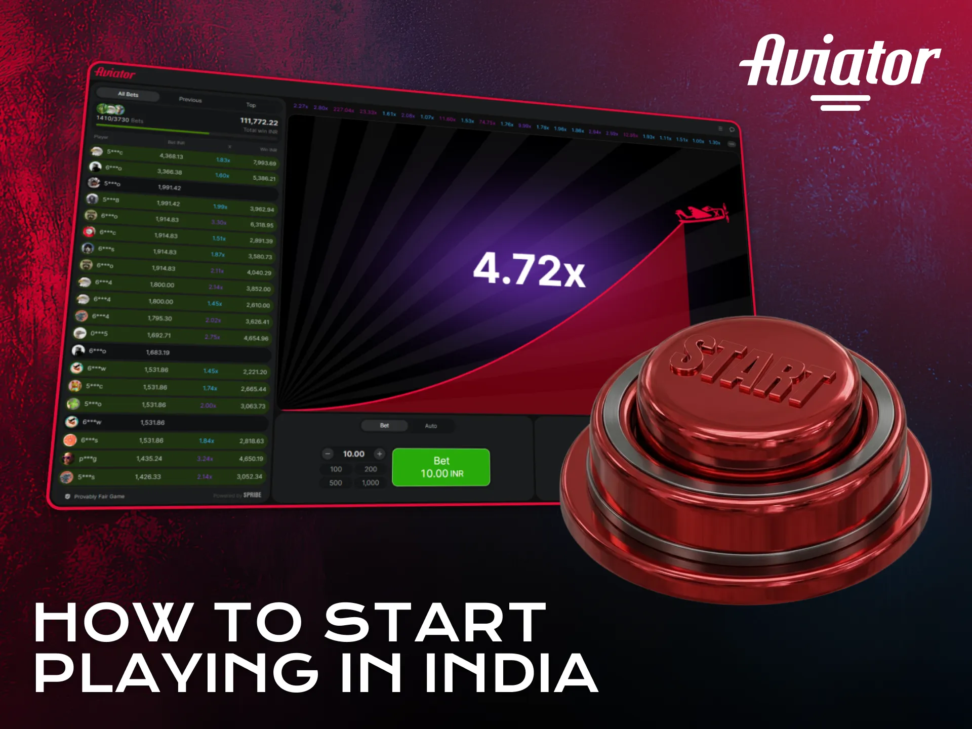 Start playing Aviator in India using simple and quick steps.