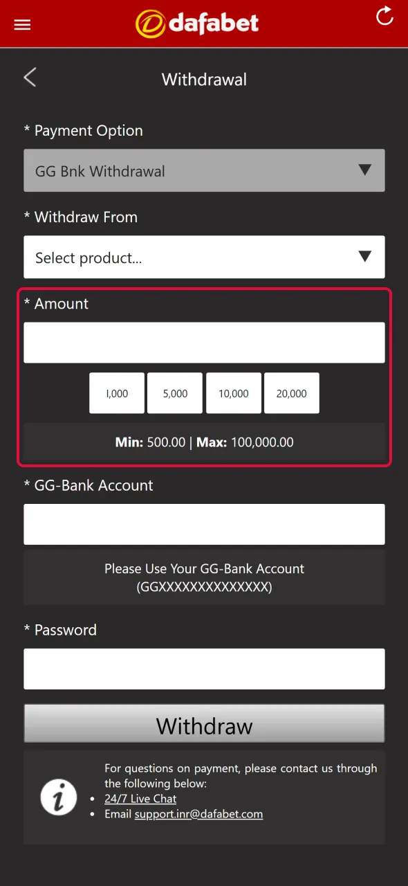 Enter withdrawal amount to process Aviator payout request.